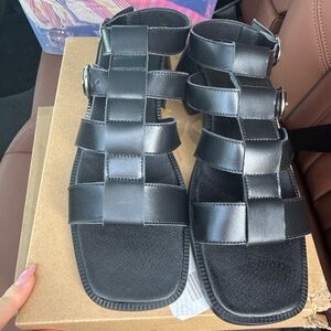 Anthropologie Black Strappy Sandals